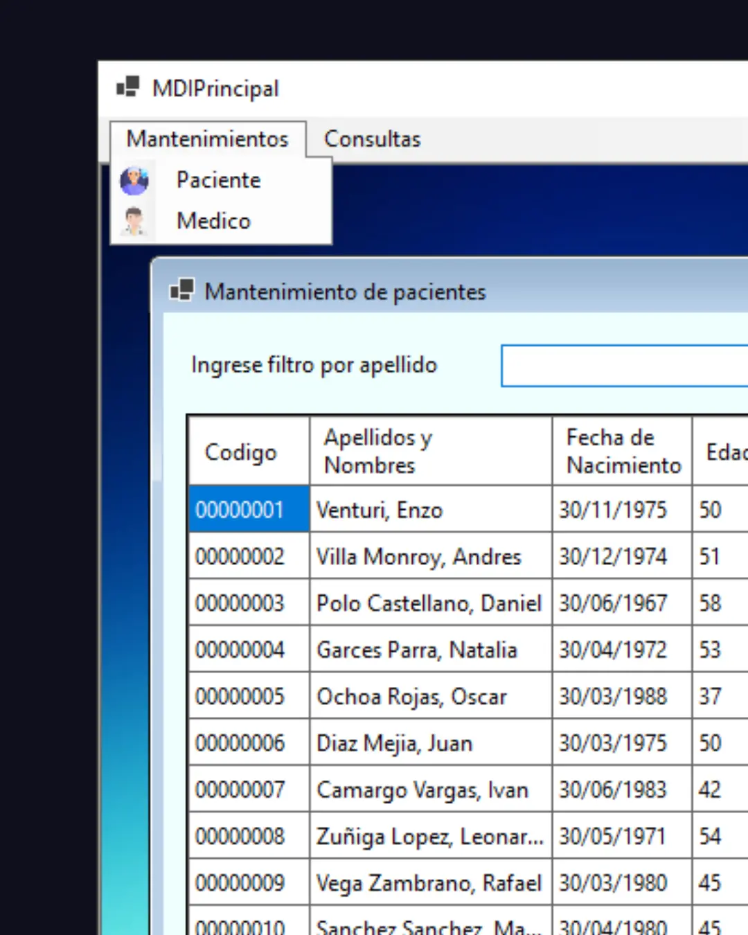 Captura de pantalla del proyecto  Sistema de Gestión Clínica CheckSalud